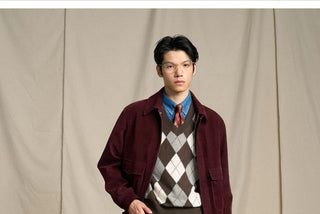 [CULTUM] Wool Blend Argyle V-Neck Knit Vest