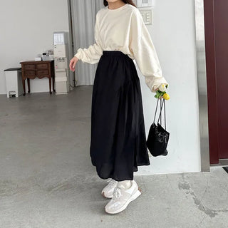 Shirred long skirt
