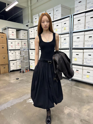 [NeverSeez] Strappy Spliced Midi Dress