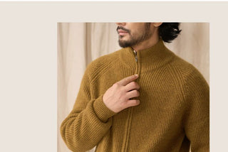 [CULTUM] Wool Stand Collar Double Zip Cardigan