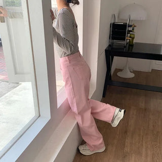 Pink straight-fit pants