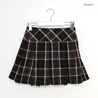 Checked pleated mini skirt