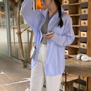 Summer Seersucker Oversized Shirt