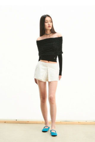 [NOTAWEAR] Fake two-piece textured skirt