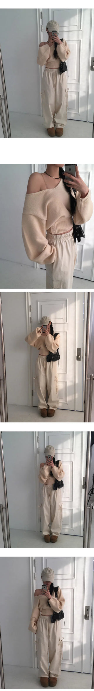 Moon V-Neck Off-Shoulder Knitwear - 6 colors