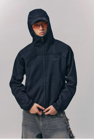 [Monterest] Fleece-Lined Hooded Zip-Up Cardigan