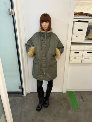 [NeverSeez] Fur Collar Oversized Parka Coat