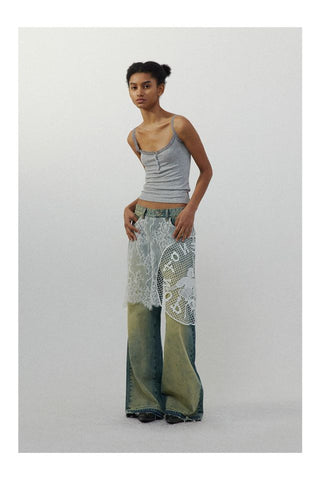 CONP Lace spliced €enim pants (blue)