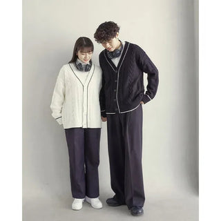 Cable knit unisex cardigan