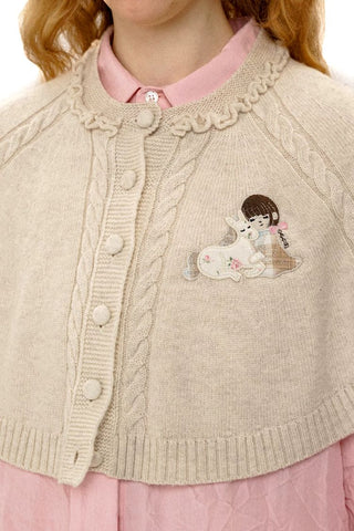 [Moromoro2] Girl & Horse Embroidered Cape  Sweater