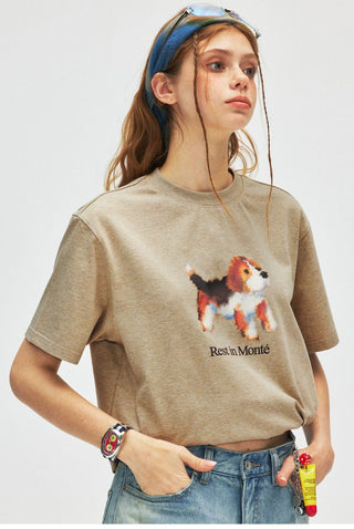 [Monterest] Ink Print Crewneck Cotton T-Shirt