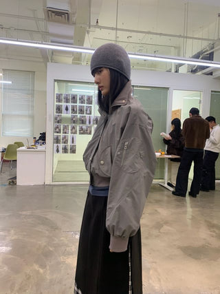 NEVERSEEZ Cropped Ribbed Flight Jacket