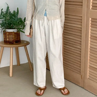 Linen elastic waist pants