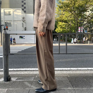Belted wide slacks