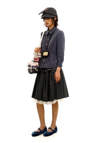[Moromoro2] Baby Collar Bubble Sleeve Pleated  Shirt