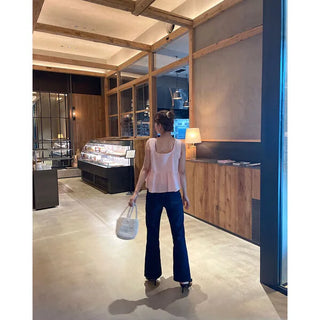Shirred sleeveless blouse