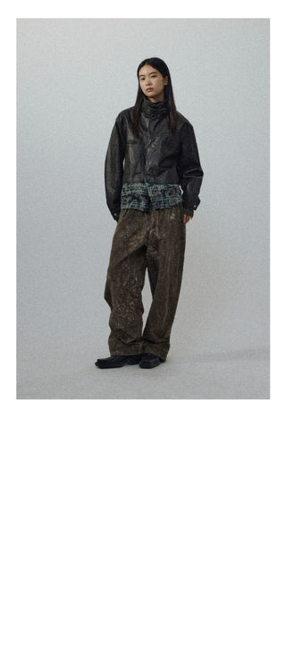 CONP Patchwork Leather Jacket (Dark Brown)