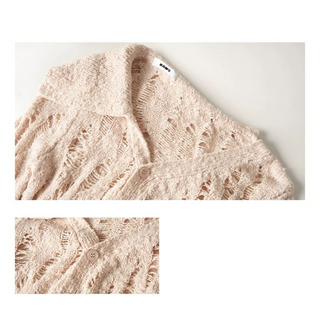 [NOTAWEAR] Asymmetric Off-shoulder Hollow  Cardigan