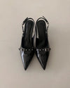 Pointed-toe stiletto slingback heels