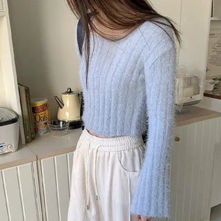 [6 colors] Ribbed Pine Needle Pattern Knit