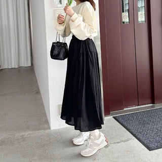 Shirred long skirt