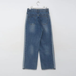 Side-colored denim pants