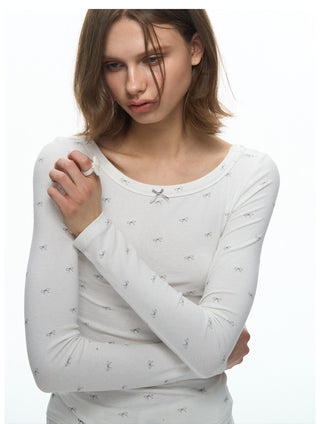 [NECY] Ribbon Allover Cutout Knot T