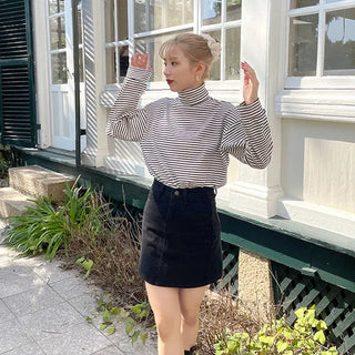 Striped turtleneck sweatshirt