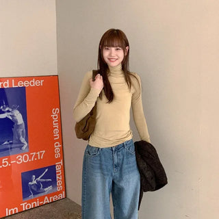 Wool turtleneck long-sleeved T-shirt