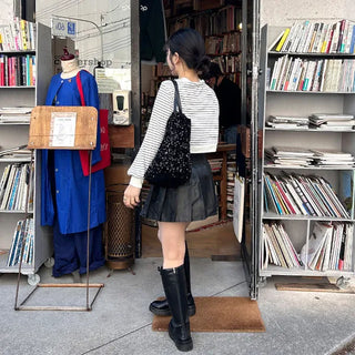 Leather pleated skirt