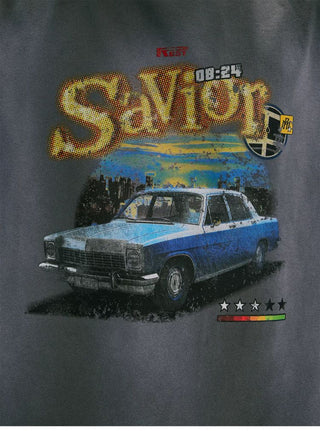 [Monterest] Washed Car Print Relaxed Fit Tee