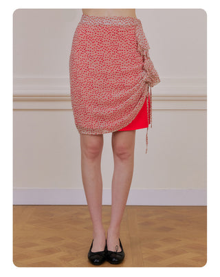 [NECY] Orange Soda Pop Shirring Midi Skirt