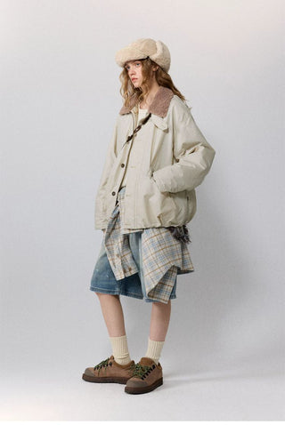 [Monterest] Detachable Fur Collar Deck Jacket