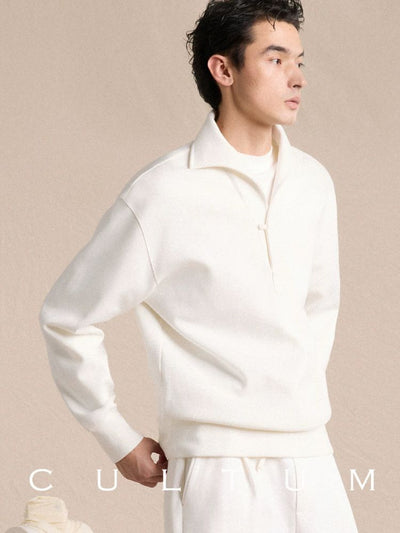 [CULTUM] Heavyweight Half-Zip Polo Collar Sweatshirt