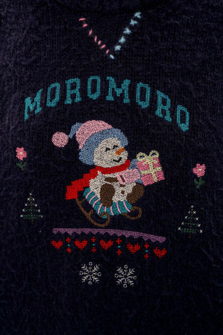 [Moromoro2] Snowman Contrast Stitch Knit  Sweater