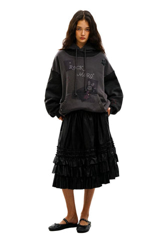 [Moromoro2] Rhinestone Patchwork Hoodie