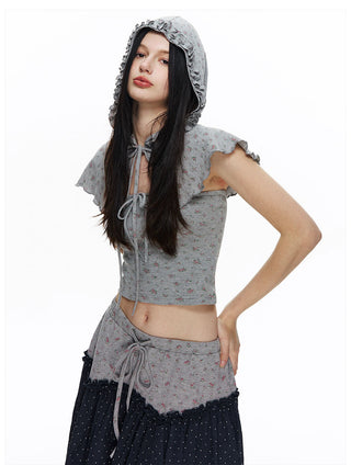 [NECY] Coquette Floral Dot Hooded 3