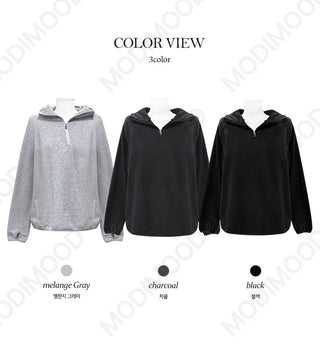 Kobe High Neck Fleece Warmer Hoodie Half Zip-Up - 3 Colors