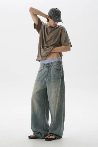 [MASONPRINCE] Washed Denim Wide Leg Pants