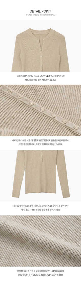 Gorin Button Slim Line Ribbed Knitwear - 3 colors