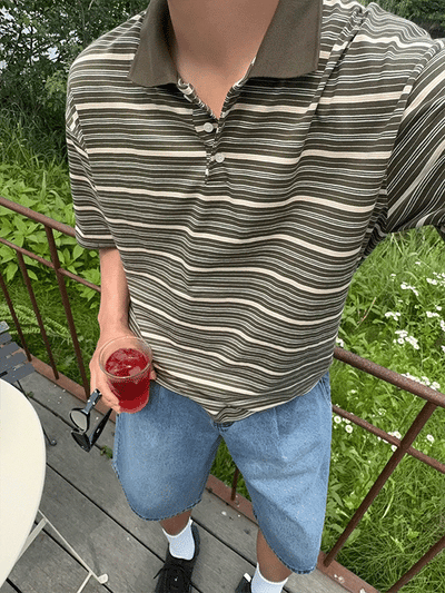 Gro Stripe Collared T-shirt