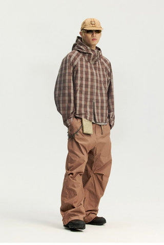 [Monterest] Textured Plaid Hooded Jacket