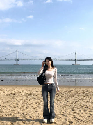 (3 colors) Washed Bootcut Denim Pants