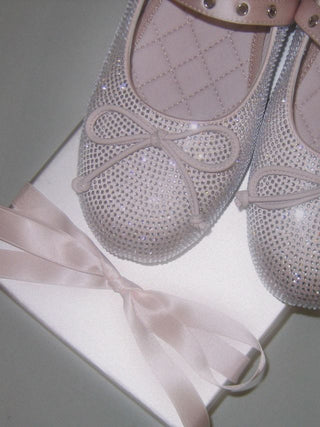 [Moromoro2] Rhinestone Bow Ballet Flats