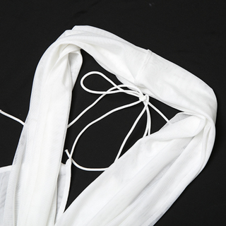 Ruched halter self tie mesh v neck mini dress