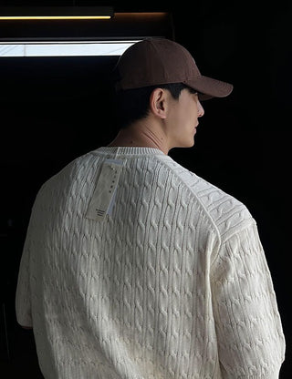 LINEN. Cable Round Short Sleeve Knit (5 colors)
