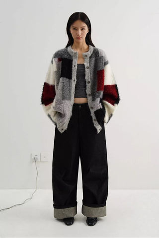 MASONPRINCE Wool Blend Checkered Sweater