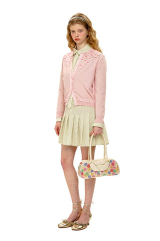 [Moromoro2] Sequin Flower Crew Neck  Cardigan