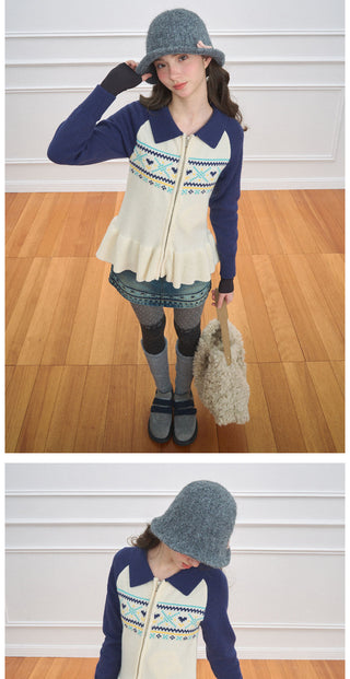 [NECY] North Fantasy Lace Hem Cardigan