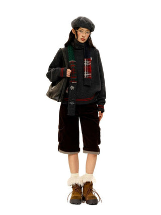 [Moromoro2] Rabbit Embroidered Contrast  Knit